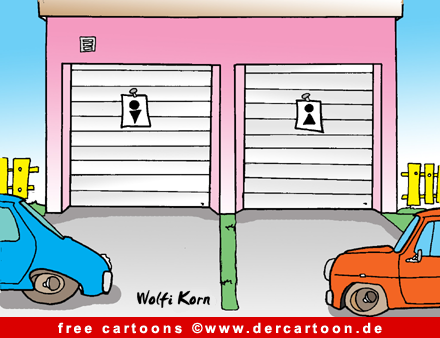 Garage Cartoon - Mann und Frau am Steuer Cartoon - Lustige Bilder, Cartoons kostenlos