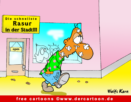 Free Cartoon Schnellste Rasur in der Stadt - Lustige Bilder, Cartoons kostenlos