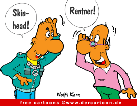 Skinhead und Rentner Cartoon GIF - Lustige Bilder, Cartoons kostenlos