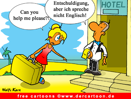 Urlaub Cartoon gratis - Lustige Cartoons zum Thema Urlaub, Deutschland, Ausland, Sprachkenntnisse - Lustige Bilder, Cartoons kostenlos