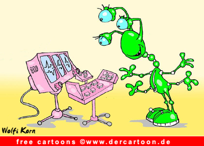 Cartoon Alien und Fernseher - Lustige Bilder, Cartoons kostenlos