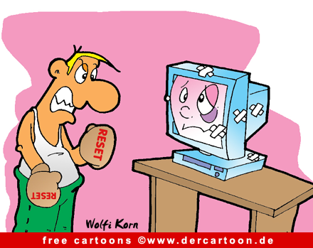 Computer Karikatur kostenlos - Reset - Lustige Bilder, Cartoons kostenlos