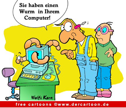 Computerwurm - Computer Karikaturen - Lustige Bilder, Cartoons kostenlos