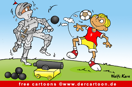 Ritter Karikatur - Fussball Karikaturen und Witze gratis - Lustige Bilder, Cartoons kostenlos