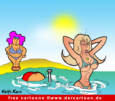 Sexy Girl auf dem Strand Cartoon free - Lustige Bilder, Cartoons kostenlos