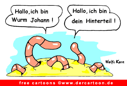 Wurm Cartoon gratis - Lustige Bilder, Cartoons kostenlos