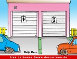 Garage Cartoon - Mann und Frau am Steuer Cartoon