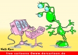 Cartoon Alien und Fernseher